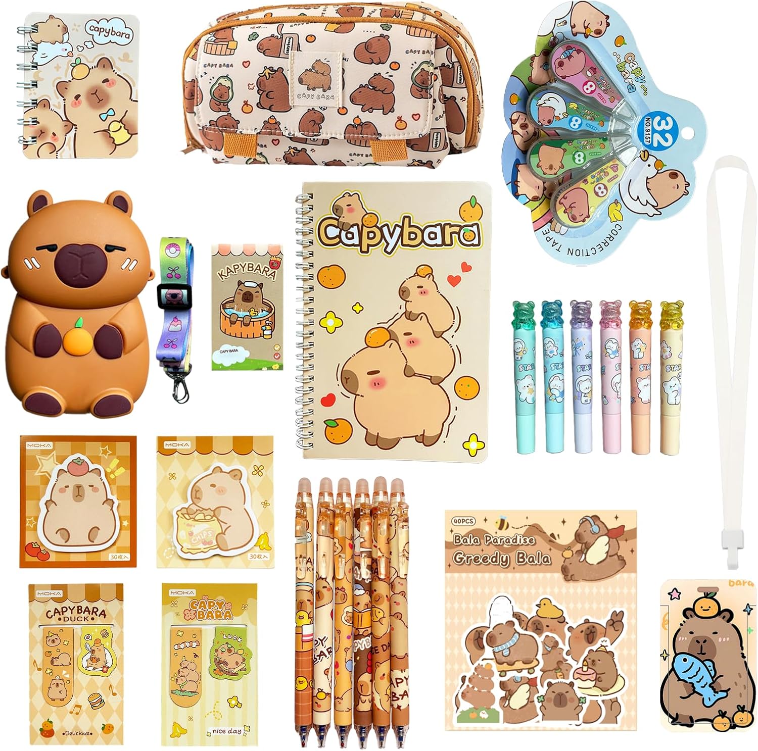 Cute Capybara Stationery Set for Kids